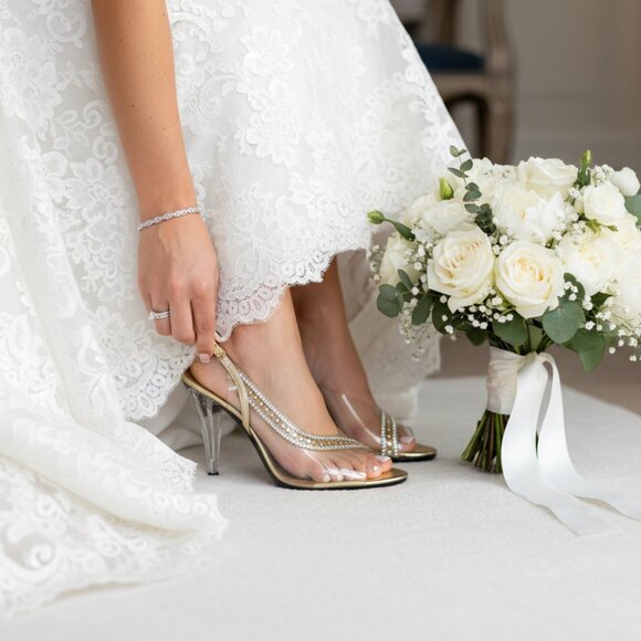 ✨ Dezario Gold Clear Lucite Slingback Heels Size 9.5M – Made in USA - Picture 9 of 9